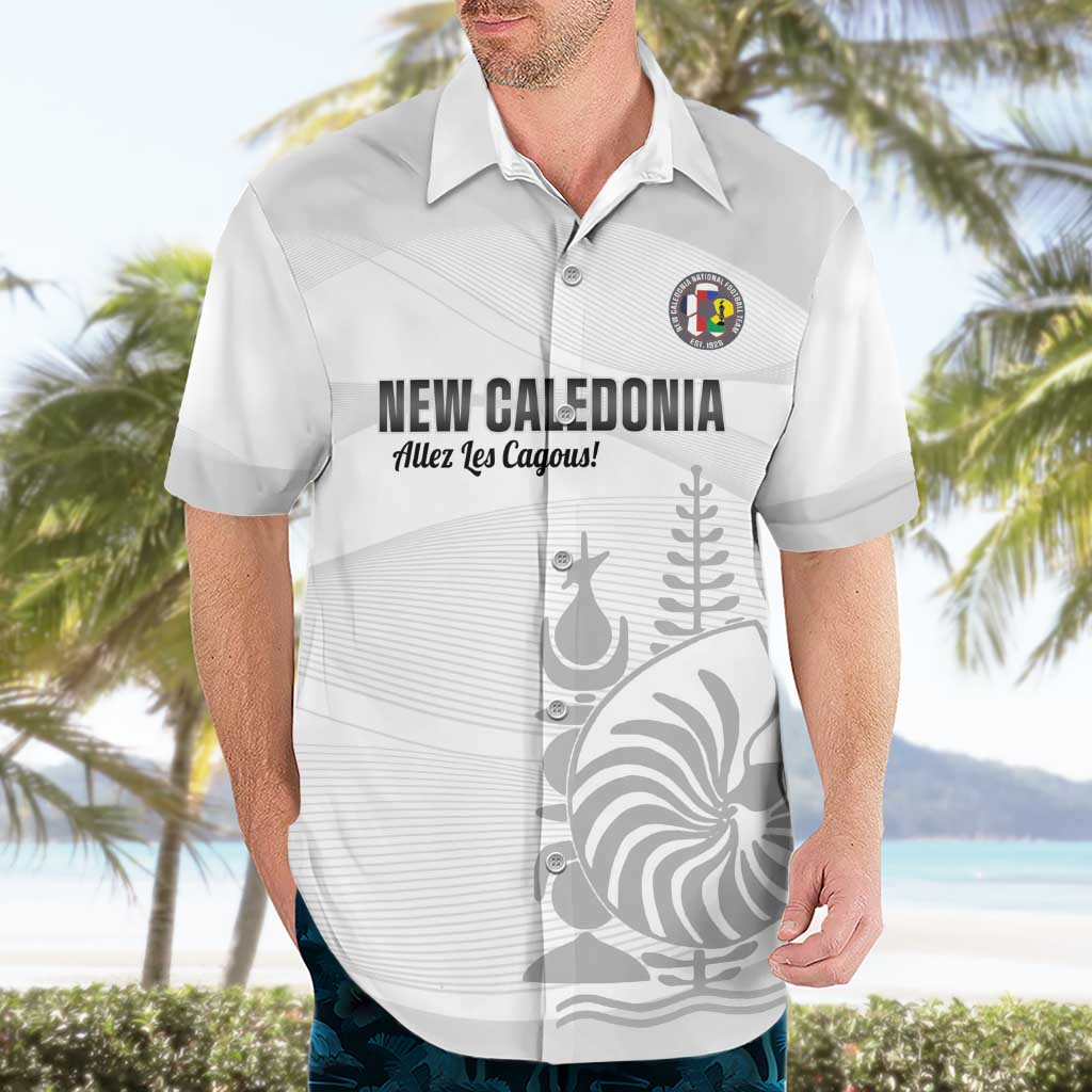Custom New Caledonia Football Hawaiian Shirt Allez Les Cagous White Version - Polynesian Pride