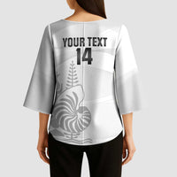 Custom New Caledonia Football Kimono Sleeve Blouse Allez Les Cagous White Version - Polynesian Pride