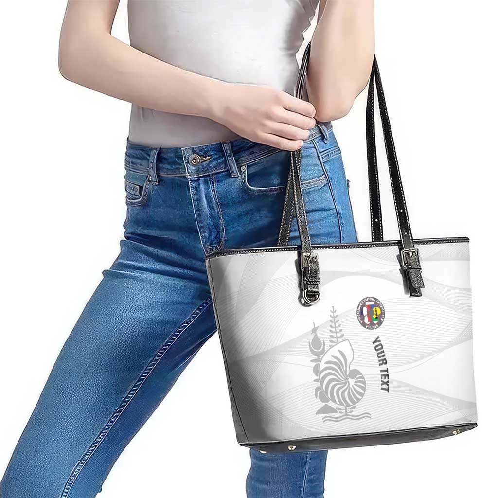 Custom New Caledonia Football Leather Tote Bag Allez Les Cagous White Version - Polynesian Pride