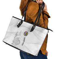 Custom New Caledonia Football Leather Tote Bag Allez Les Cagous White Version - Polynesian Pride