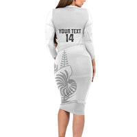 Custom New Caledonia Football Long Sleeve Bodycon Dress Allez Les Cagous White Version - Polynesian Pride