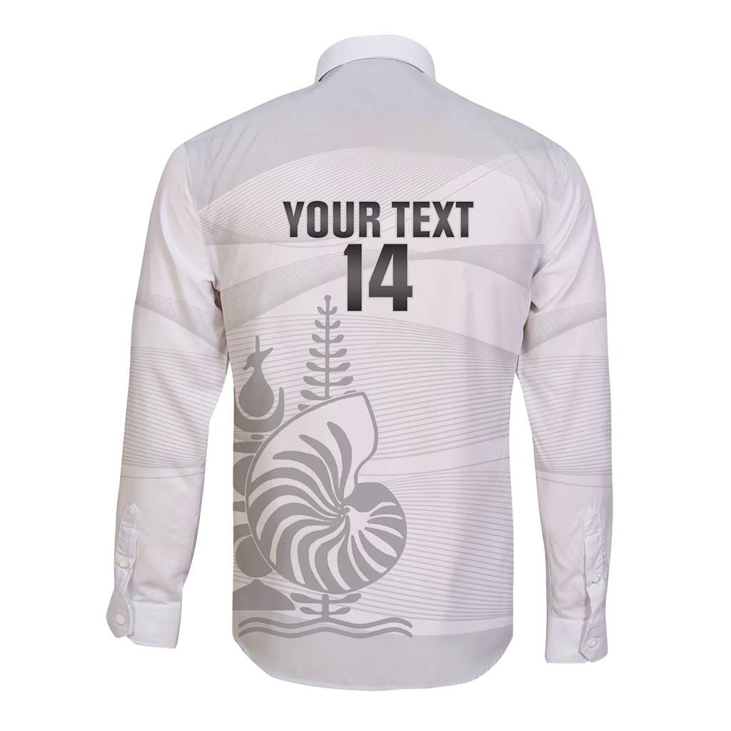 Custom New Caledonia Football Long Sleeve Button Shirt Allez Les Cagous White Version - Polynesian Pride