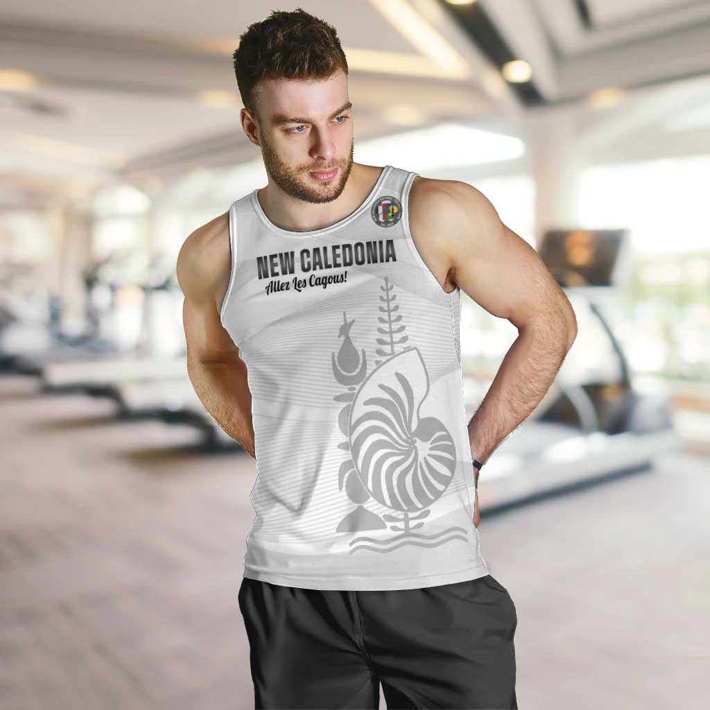 Custom New Caledonia Football Men Tank Top Allez Les Cagous White Version - Polynesian Pride