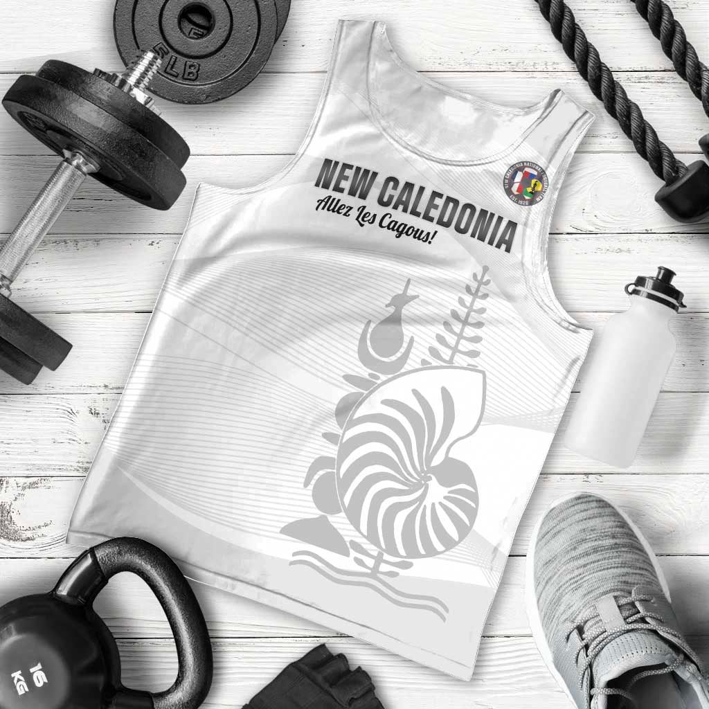 Custom New Caledonia Football Men Tank Top Allez Les Cagous White Version - Polynesian Pride