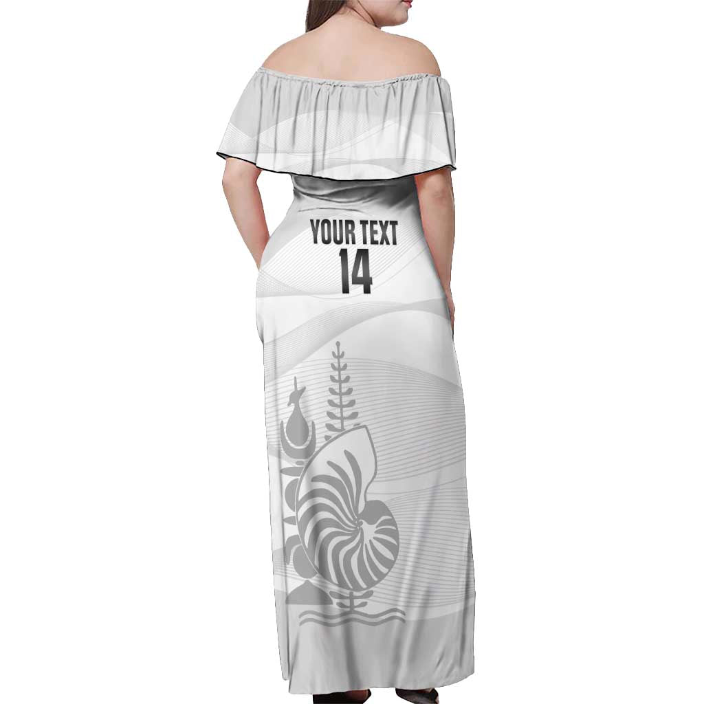 Custom New Caledonia Football Off Shoulder Maxi Dress Allez Les Cagous White Version - Polynesian Pride