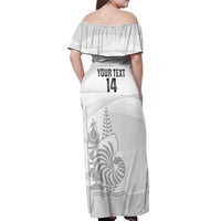 Custom New Caledonia Football Off Shoulder Maxi Dress Allez Les Cagous White Version - Polynesian Pride