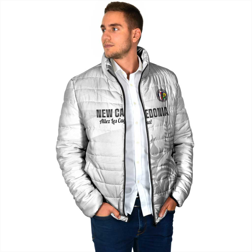 Custom New Caledonia Football Padded Jacket Allez Les Cagous White Version - Polynesian Pride