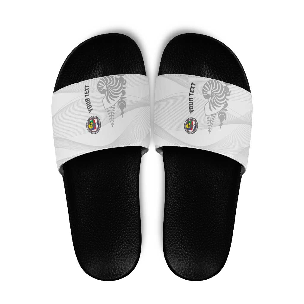 Custom New Caledonia Football Slide Sandals Allez Les Cagous White Version - Polynesian Pride