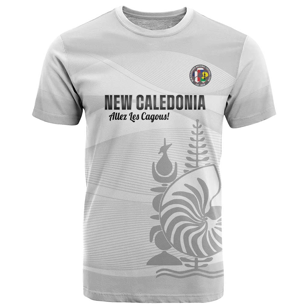Custom New Caledonia Football T Shirt Allez Les Cagous White Version - Polynesian Pride