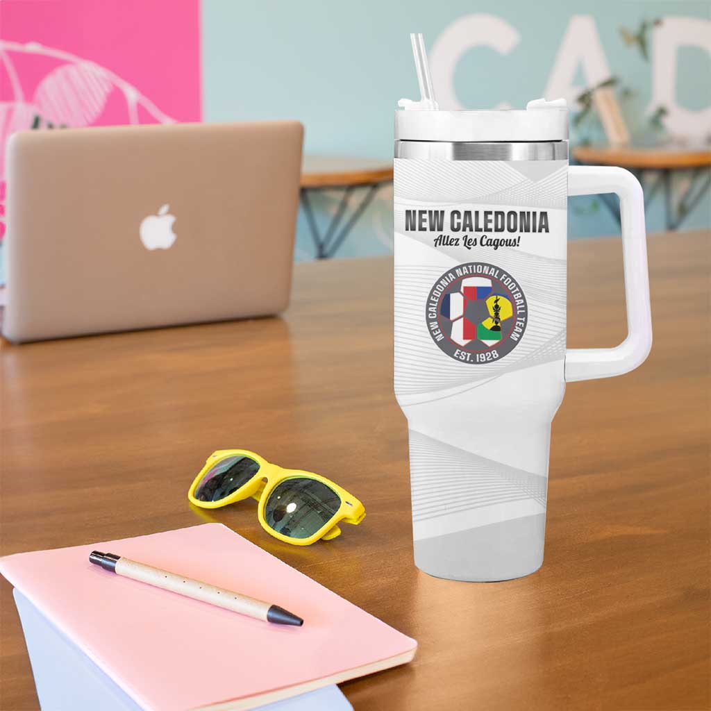Custom New Caledonia Football Tumbler With Handle Allez Les Cagous White Version - Polynesian Pride