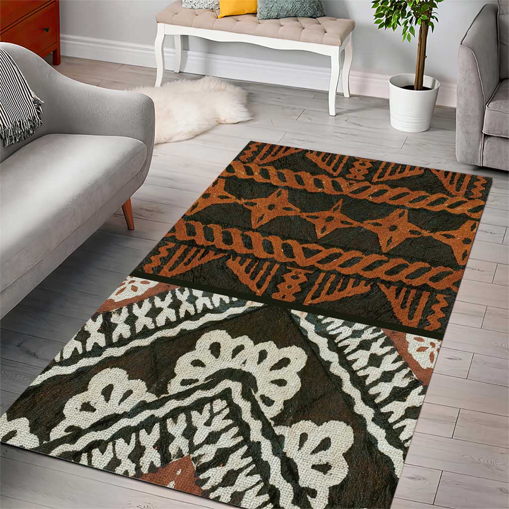 Bula Fiji Tapa Area Rug Fijian Masi Vintage Vibes - Polynesian Pride