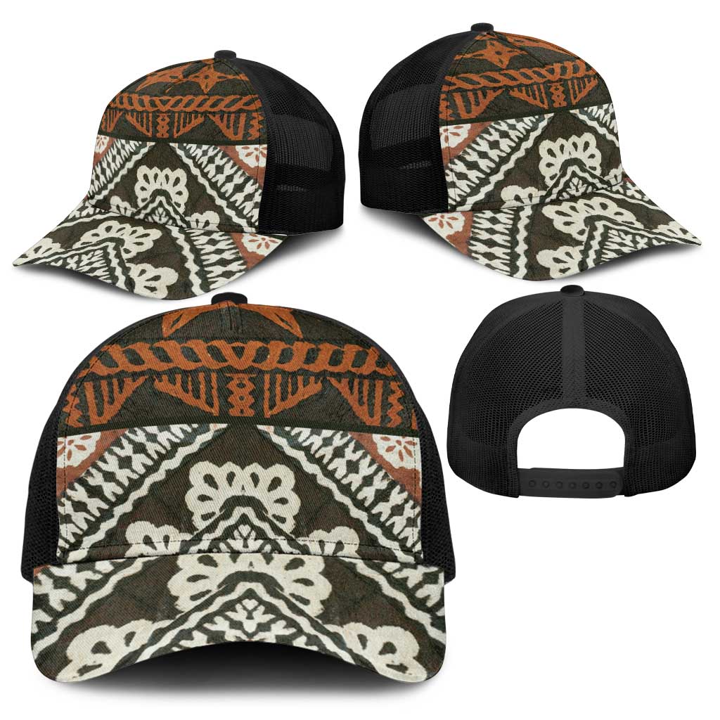 Bula Fiji Tapa Baseball Net Cap Fijian Masi Vintage Vibes - Polynesian Pride