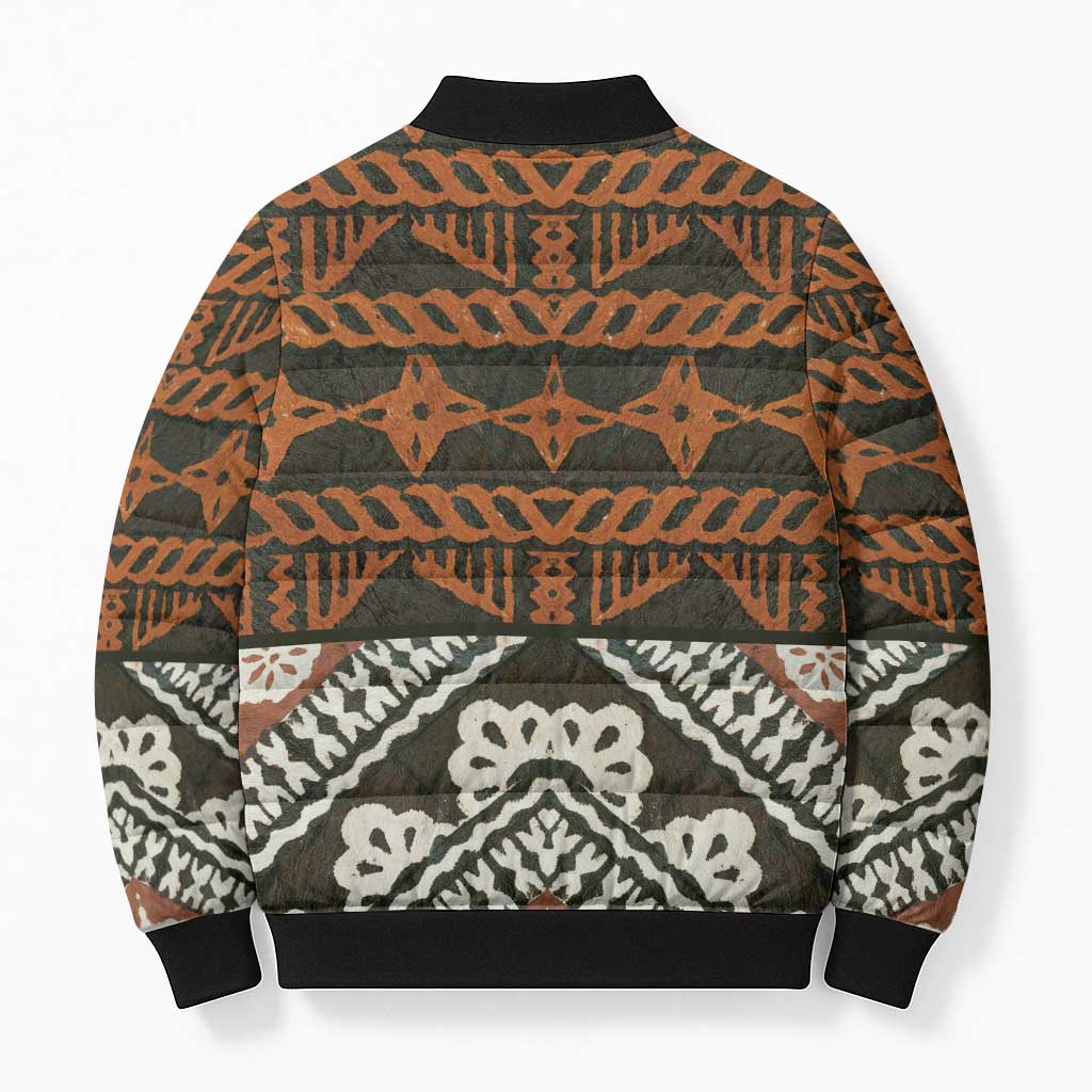 Bula Fiji Tapa Bomber Puffer Jacket Fijian Masi Vintage Vibes - Polynesian Pride