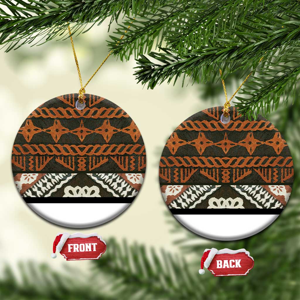 Bula Fiji Tapa Ceramic Ornament Fijian Masi Vintage Vibes - Polynesian Pride