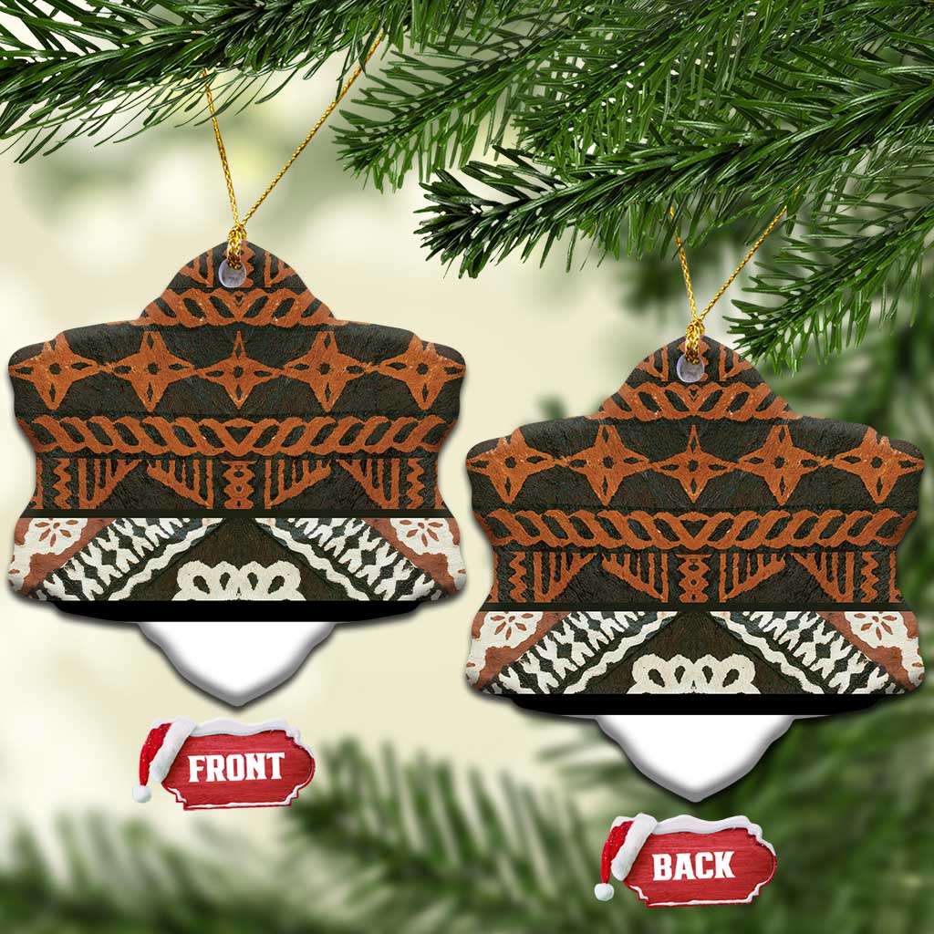 Bula Fiji Tapa Ceramic Ornament Fijian Masi Vintage Vibes - Polynesian Pride