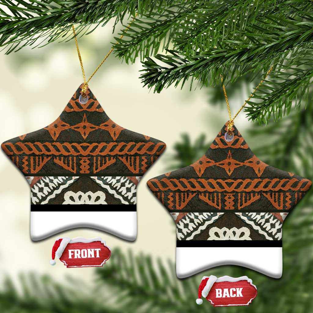 Bula Fiji Tapa Ceramic Ornament Fijian Masi Vintage Vibes - Polynesian Pride