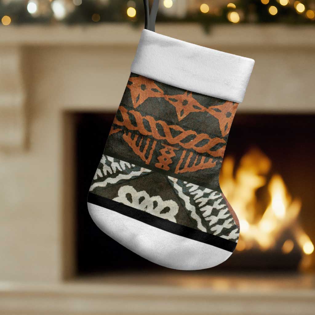 Bula Fiji Tapa Christmas Stocking Fijian Masi Vintage Vibes - Polynesian Pride