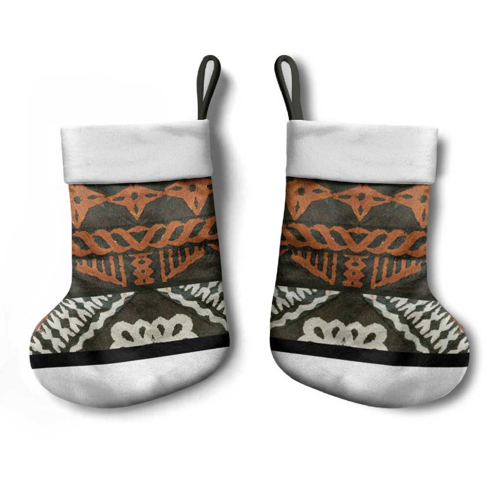 Bula Fiji Tapa Christmas Stocking Fijian Masi Vintage Vibes - Polynesian Pride