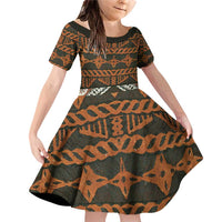 Bula Fiji Tapa Family Matching Off Shoulder Short Dress and Hawaiian Shirt Fijian Masi Vintage Vibes - Polynesian Pride