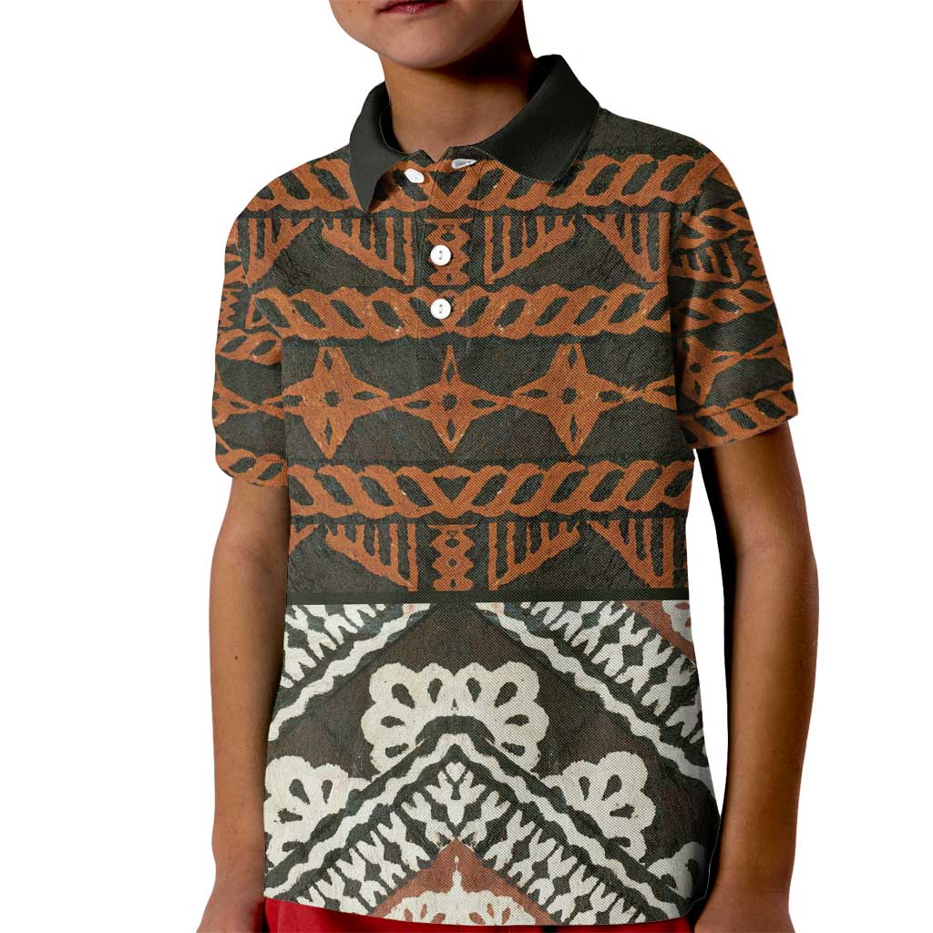 Bula Fiji Tapa Kid Polo Shirt Fijian Masi Vintage Vibes - Polynesian Pride