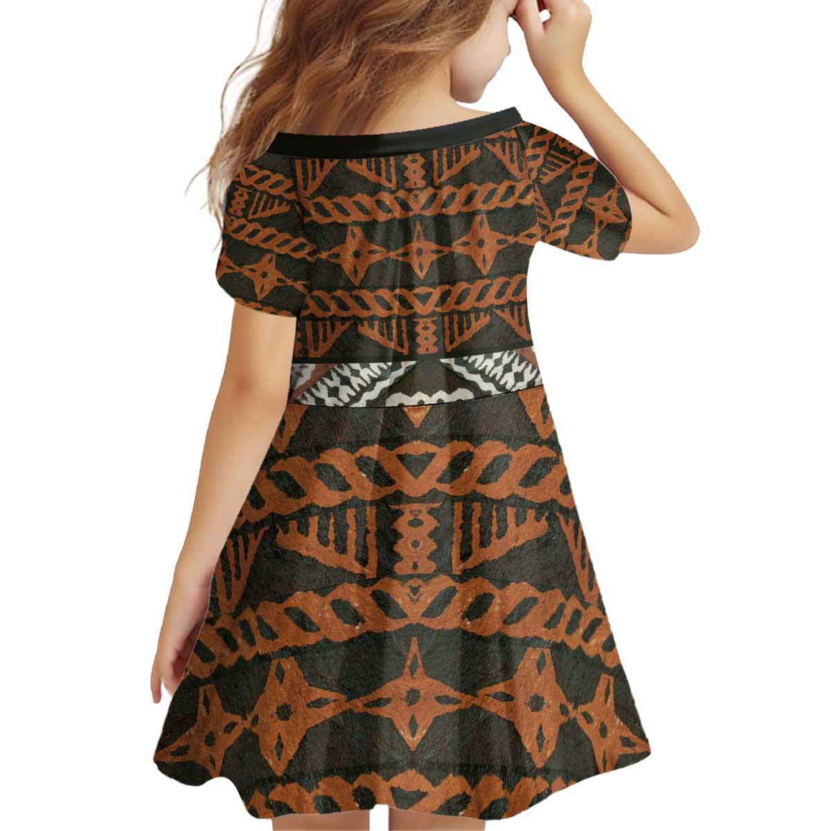 Bula Fiji Tapa Kid Short Sleeve Dress Fijian Masi Vintage Vibes - Polynesian Pride