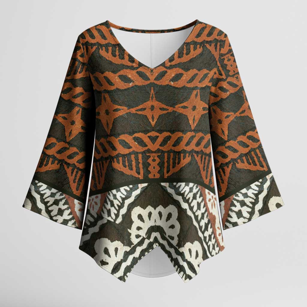 Bula Fiji Tapa Kimono Sleeve Blouse Fijian Masi Vintage Vibes - Polynesian Pride