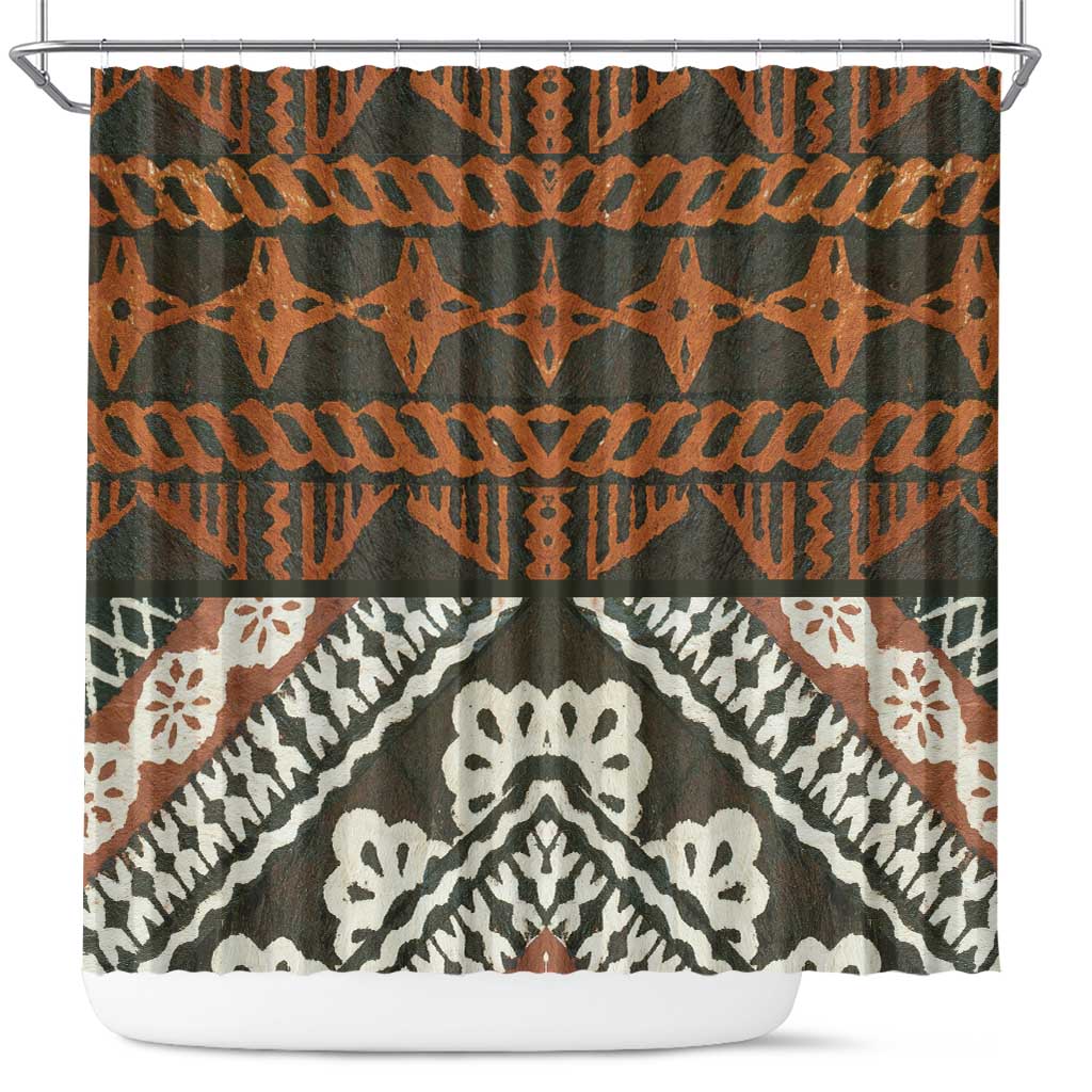 Bula Fiji Tapa Shower Curtain Fijian Masi Vintage Vibes - Polynesian Pride