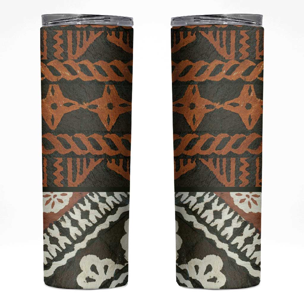Bula Fiji Tapa Skinny Tumbler Fijian Masi Vintage Vibes - Polynesian Pride