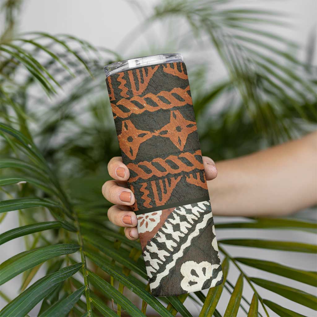Bula Fiji Tapa Skinny Tumbler Fijian Masi Vintage Vibes - Polynesian Pride
