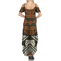 Bula Fiji Tapa Summer Maxi Dress Fijian Masi Vintage Vibes - Polynesian Pride