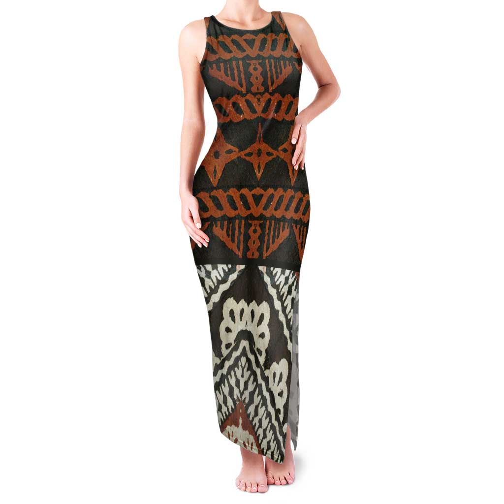 Bula Fiji Tapa Tank Maxi Dress Fijian Masi Vintage Vibes - Polynesian Pride