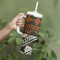 Bula Fiji Tapa Tumbler With Handle Fijian Masi Vintage Vibes - Polynesian Pride