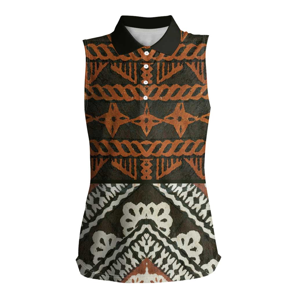 Bula Fiji Tapa Women Sleeveless Polo Shirt Fijian Masi Vintage Vibes - Polynesian Pride