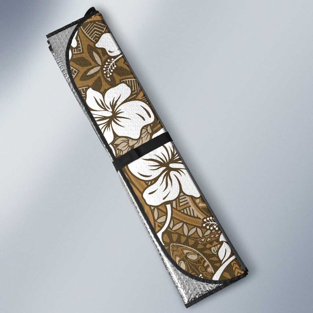 Kuvui Bula Fiji Auto Sun Shade Fijian Tapa Seamless Hibiscus - Polynesian Pride