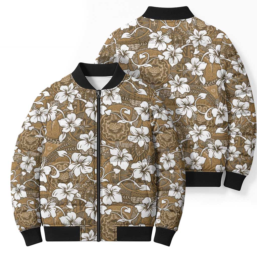 Kuvui Bula Fiji Bomber Puffer Jacket Fijian Tapa Seamless Hibiscus - Polynesian Pride