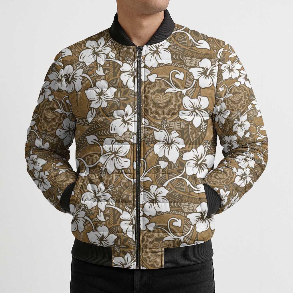 Kuvui Bula Fiji Bomber Puffer Jacket Fijian Tapa Seamless Hibiscus - Polynesian Pride