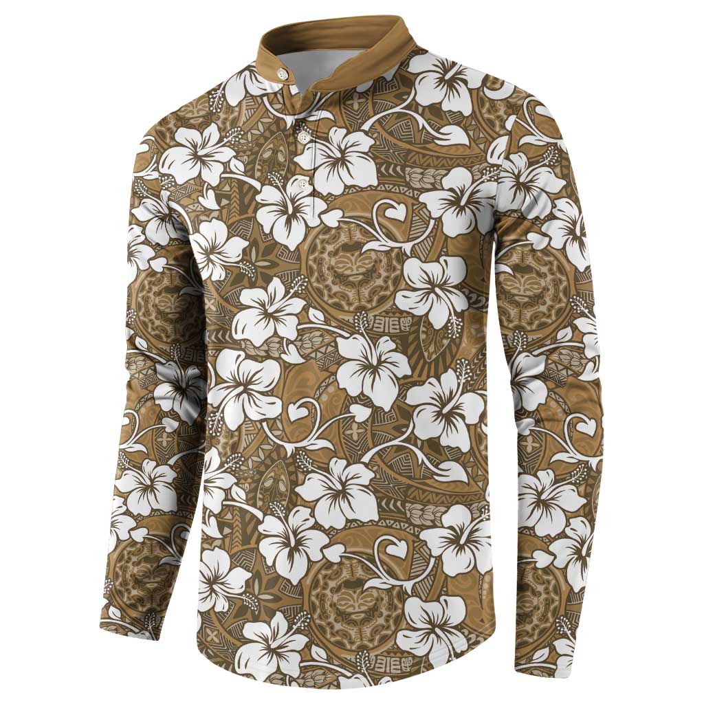 Kuvui Bula Fiji Button Sweatshirt Fijian Tapa Seamless Hibiscus - Polynesian Pride