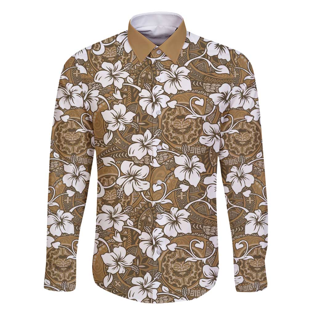 Kuvui Bula Fiji Family Matching Long Sleeve Bodycon Dress and Hawaiian Shirt Fijian Tapa Seamless Hibiscus - Polynesian Pride