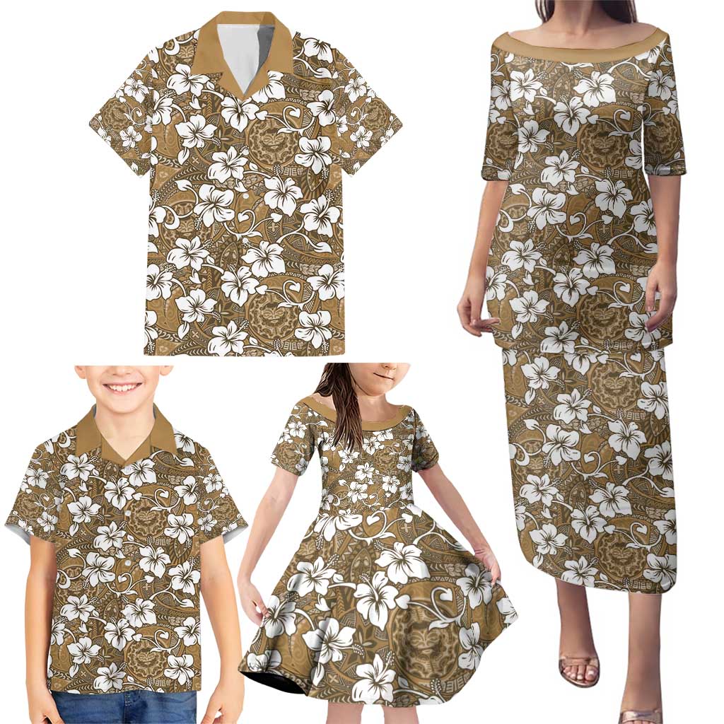 Kuvui Bula Fiji Family Matching Puletasi and Hawaiian Shirt Fijian Tapa Seamless Hibiscus - Polynesian Pride