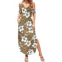 Kuvui Bula Fiji Family Matching Summer Maxi Dress and Hawaiian Shirt Fijian Tapa Seamless Hibiscus - Polynesian Pride