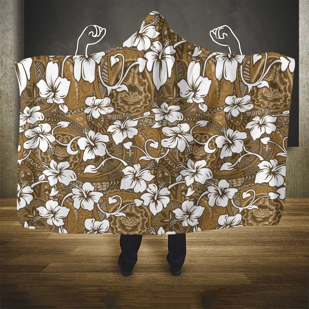 Kuvui Bula Fiji Hooded Blanket Fijian Tapa Seamless Hibiscus - Polynesian Pride