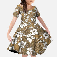 Kuvui Bula Fiji Kid Short Sleeve Dress Fijian Tapa Seamless Hibiscus - Polynesian Pride