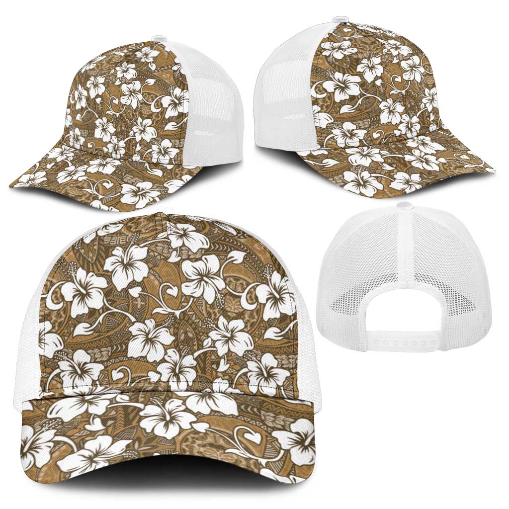 Kuvui Bula Fiji Mesh Trucker Cap Fijian Tapa Seamless Hibiscus - Polynesian Pride
