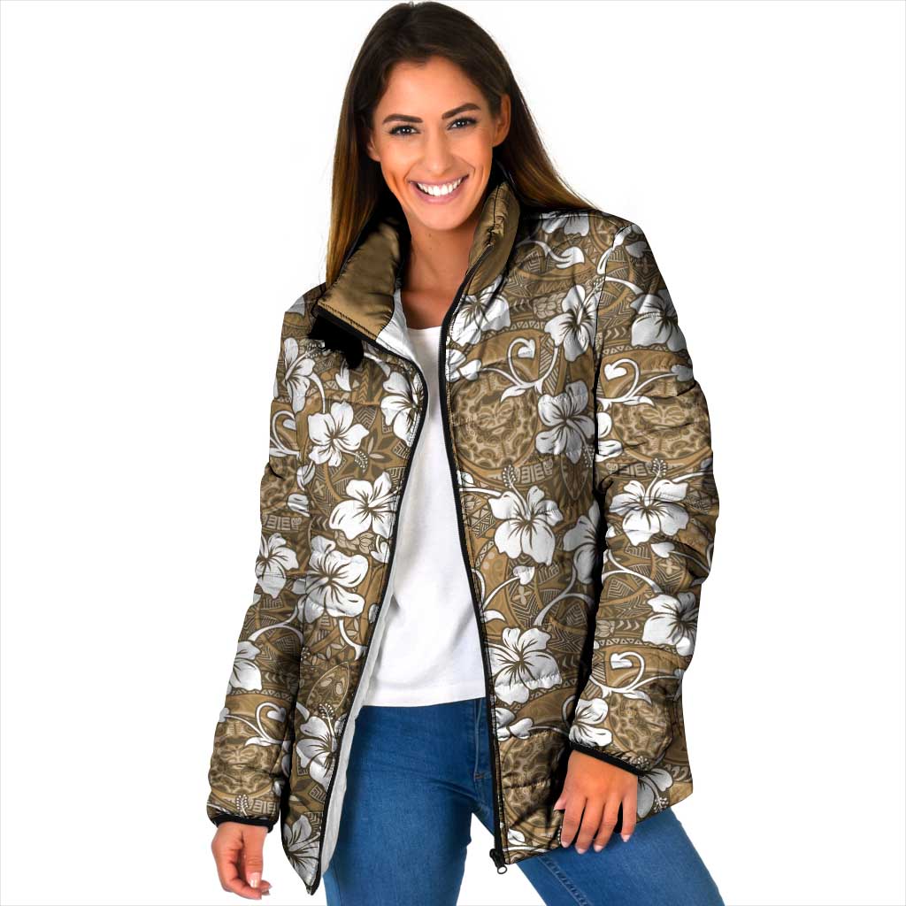 Kuvui Bula Fiji Padded Jacket Fijian Tapa Seamless Hibiscus - Polynesian Pride