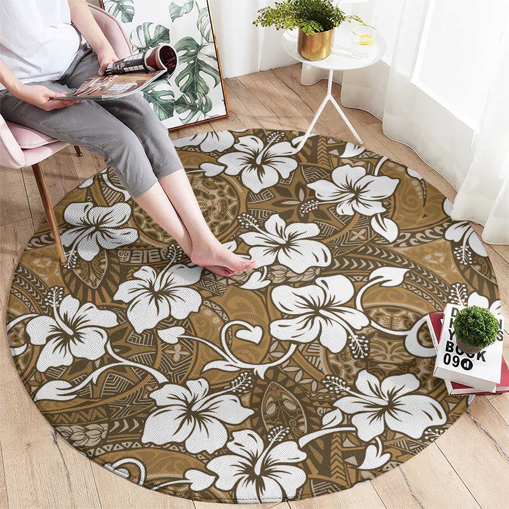 Kuvui Bula Fiji Round Carpet Fijian Tapa Seamless Hibiscus - Polynesian Pride