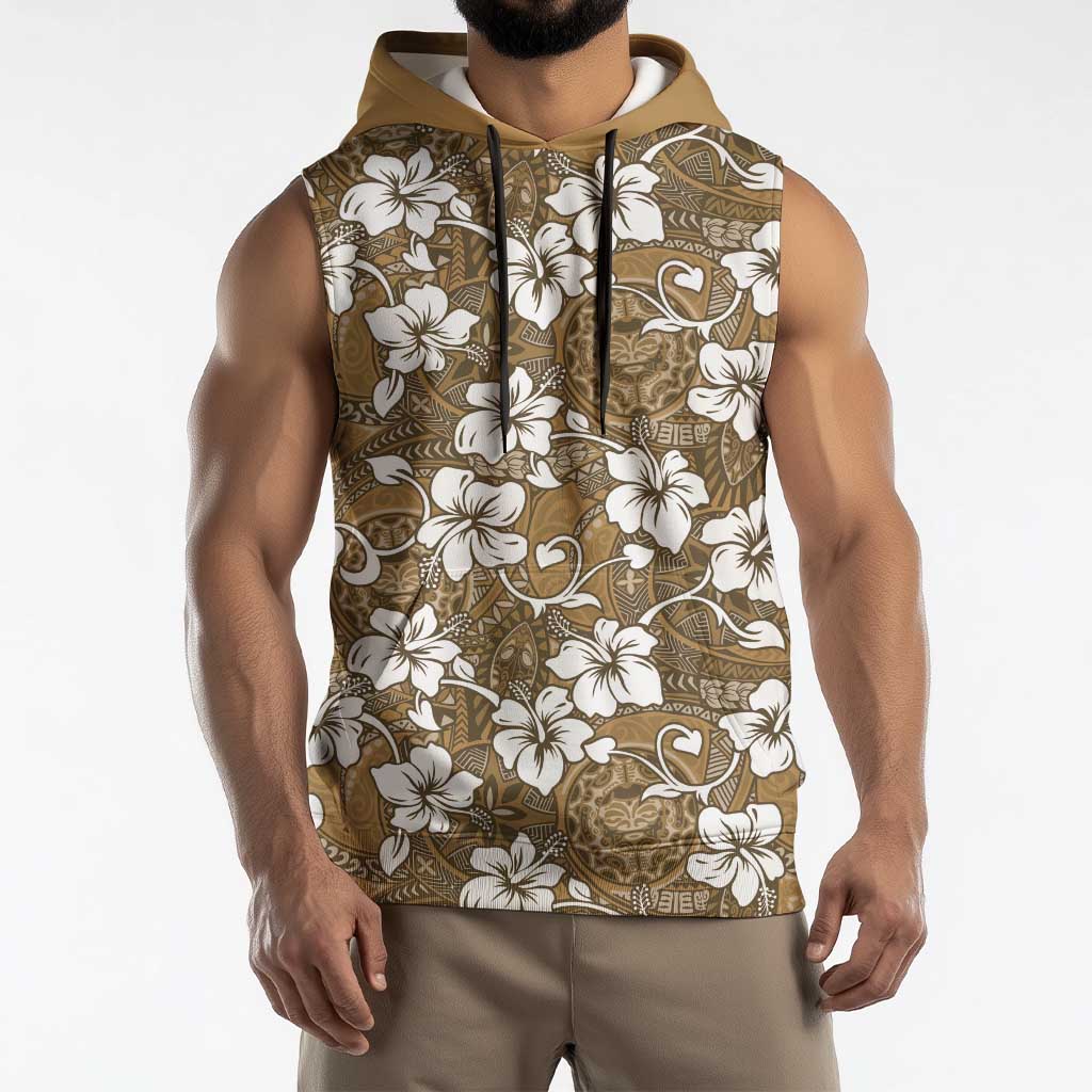 Kuvui Bula Fiji Sleeveless Hoodie Fijian Tapa Seamless Hibiscus - Polynesian Pride