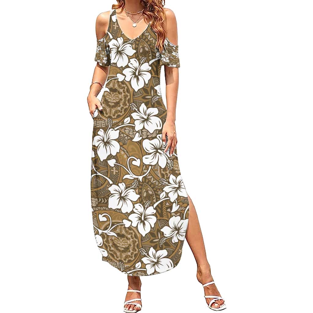 Kuvui Bula Fiji Summer Maxi Dress Fijian Tapa Seamless Hibiscus - Polynesian Pride