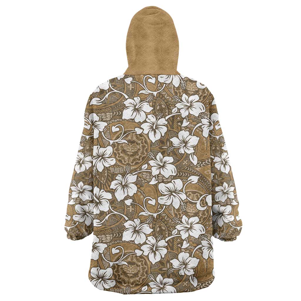 Kuvui Bula Fiji Wearable Blanket Hoodie Fijian Tapa Seamless Hibiscus - Polynesian Pride