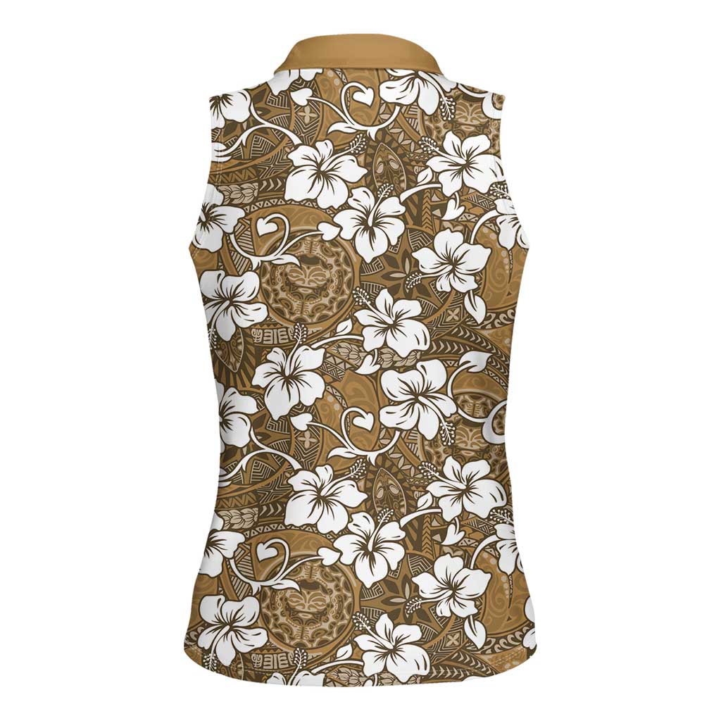 Kuvui Bula Fiji Women Sleeveless Polo Shirt Fijian Tapa Seamless Hibiscus - Polynesian Pride