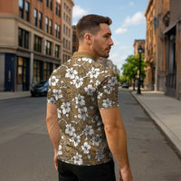 Kuvui Bula Fiji Zipper Polo Shirt Fijian Tapa Seamless Hibiscus - Polynesian Pride